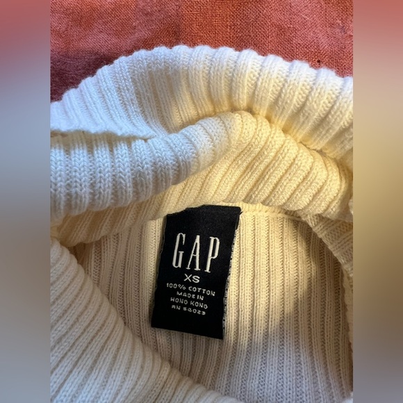 GAP 100% Cotton Ribbed Turtleneck Sweater | XS | White Cream - Picture 4 of 7